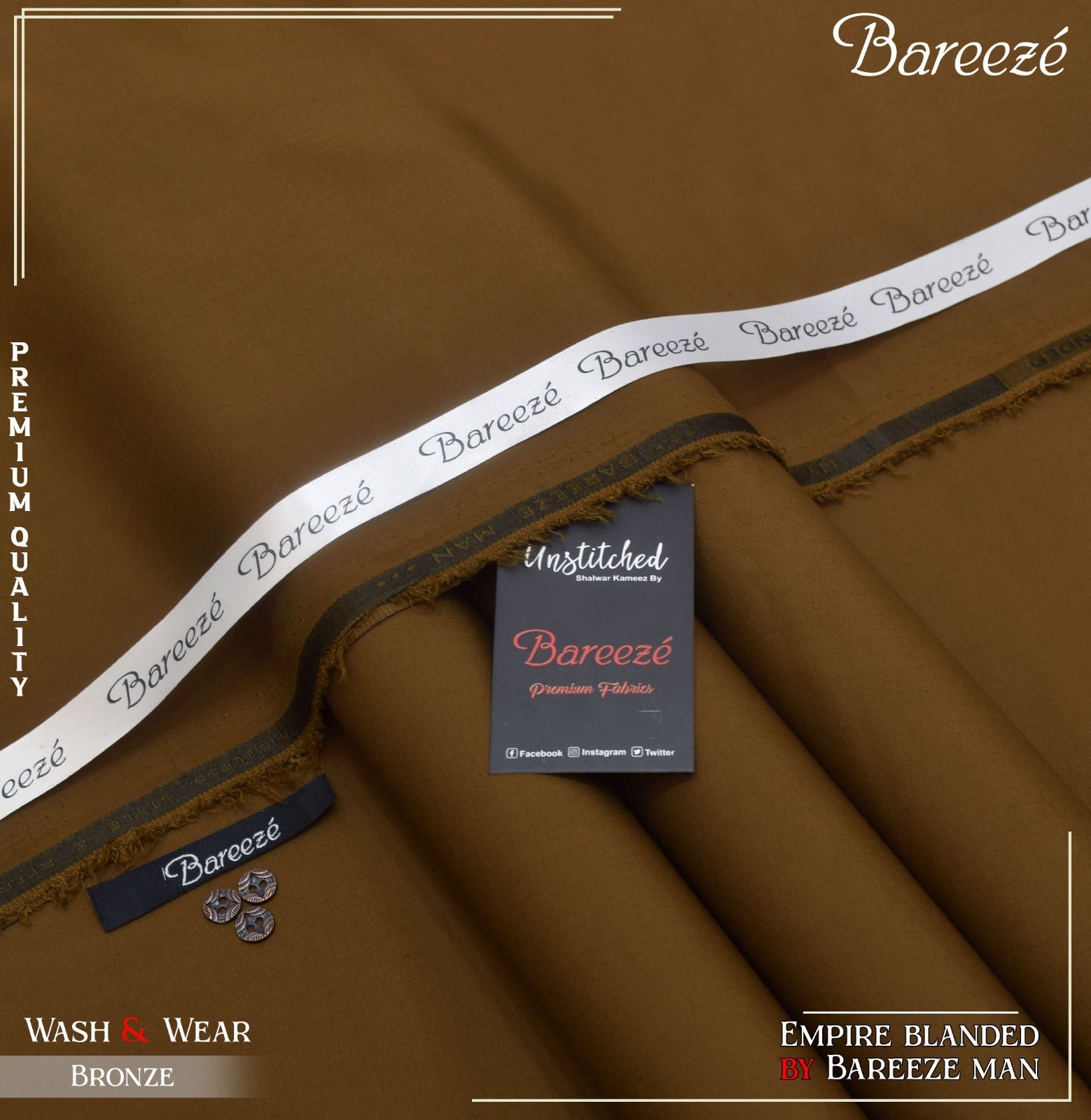 BAREEZE MAN WASH&WEAR BY RIASAT FABRICS BRONZE
